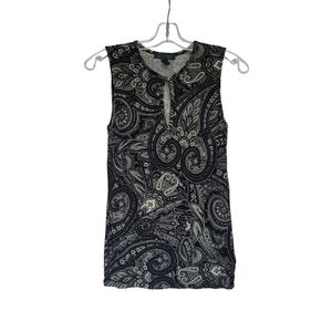 Ralph Lauren Floral Sleeveless Black Top Size S